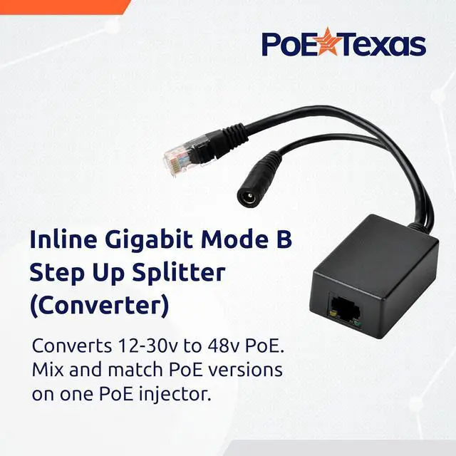 Alt view image 2 of 6 - PoE Texas Power Over Ethernet Inline Converter Injector for 12 Volt and Solar to POE Conversions - Convert 12-30v to PoE with Gigabit Data - Instantly Step Up Voltage to IEEE 802.3af Compatible PoE