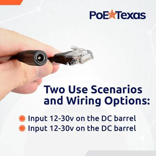 Alt view image 4 of 6 - PoE Texas Power Over Ethernet Inline Converter Injector for 12 Volt and Solar to POE Conversions - Convert 12-30v to PoE with Gigabit Data - Instantly Step Up Voltage to IEEE 802.3af Compatible PoE
