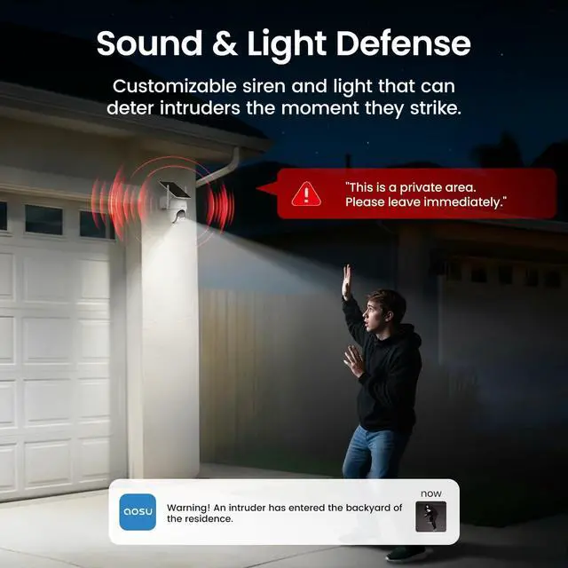 Alt view image 7 of 7 - aosu Security Cameras Outdoor Wireless, 4 Cam-Kit, No Subscription, Solar-Powered, Home Security Cameras System with 360° Pan & Tilt, Auto Tracking, 2K Color Night Vision, Easy Setup, 2.4 & 5GHz WiFi