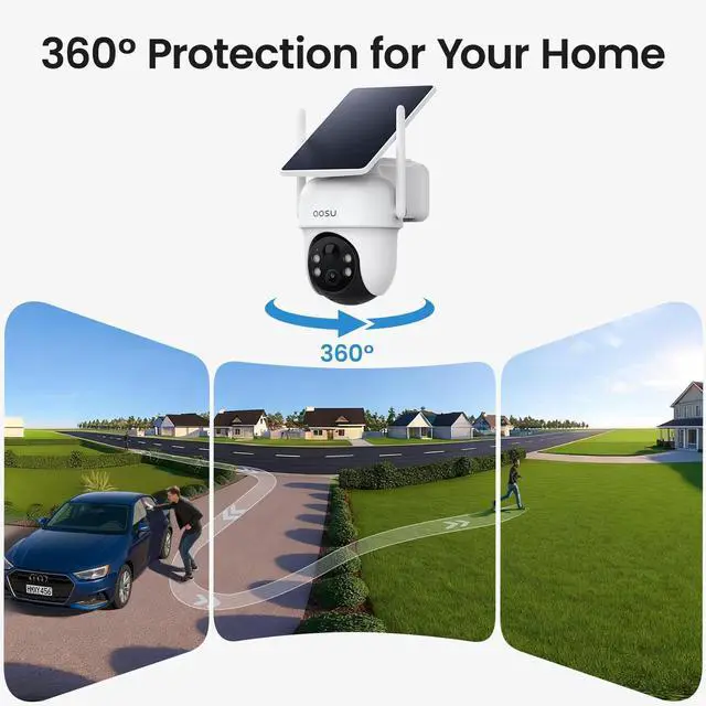Alt view image 4 of 7 - aosu Security Cameras Outdoor Wireless, 4 Cam-Kit, No Subscription, Solar-Powered, Home Security Cameras System with 360° Pan & Tilt, Auto Tracking, 2K Color Night Vision, Easy Setup, 2.4 & 5GHz WiFi