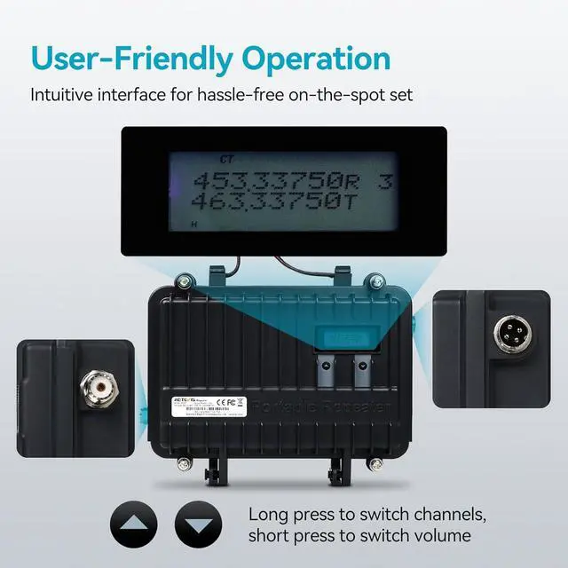 Alt view image 4 of 7 - Retevis RT97 GMRS Repeater, Full Duplex Portable Radio Repeater with LCD Screen, Portable Compact Base Station for School Farm Emergency (1 Pack)