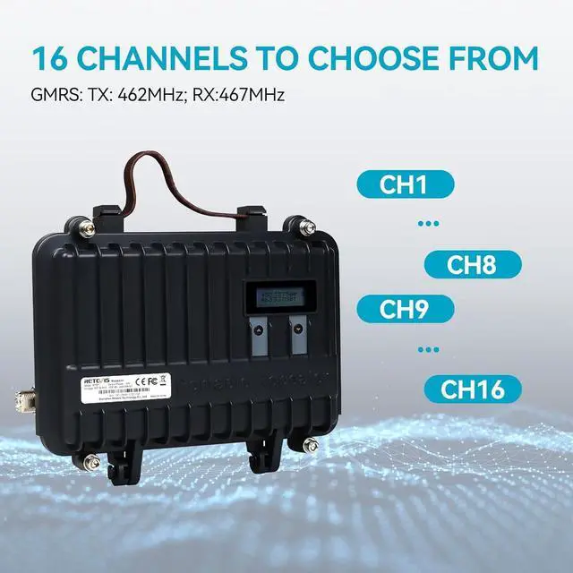 Alt view image 7 of 7 - Retevis RT97 GMRS Repeater, Full Duplex Portable Radio Repeater with LCD Screen, Portable Compact Base Station for School Farm Emergency (1 Pack)