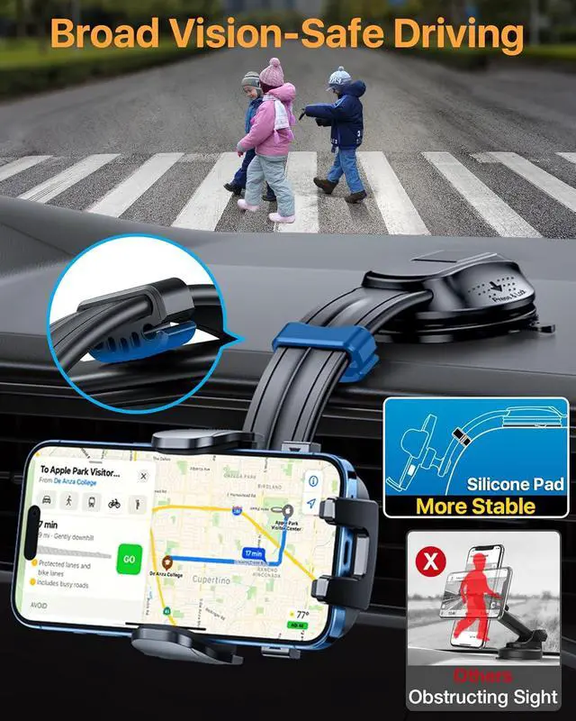 Alt view image 3 of 7 - YRU 2025 BestRotate 90+LBS Safest Strongest Suction Ultimate Car Phone Holder MountMilitary-Grade & All Patent Safety Certs Dashboard Windshield for iPhone 17 Pro Max 16 15 14 Samsung, Black