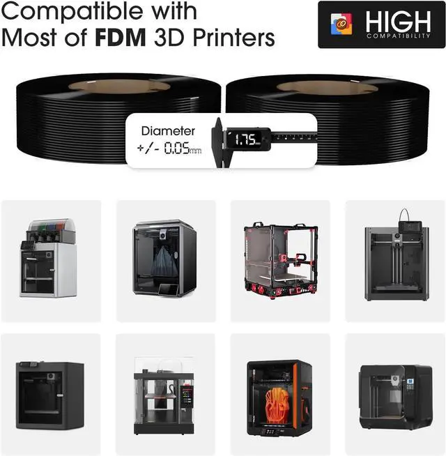 Alt view image 3 of 7 - eSUN PLA Basic Refilament 1.75mm, 3D Printer Refill High Speed PLA for Fast Printing, 1KG per Roll, 2 Rolls Spoolless 3D Printing Filament for High Speed 3D Printers, Black