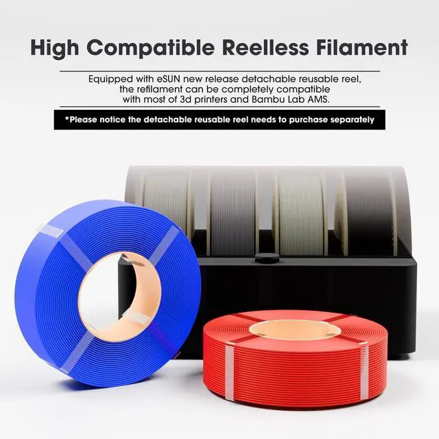 Alt view image 4 of 7 - eSUN PLA Basic Refilament 1.75mm, 3D Printer Refill High Speed PLA for Fast Printing, 1KG per Roll, 2 Rolls Spoolless 3D Printing Filament for High Speed 3D Printers, Black