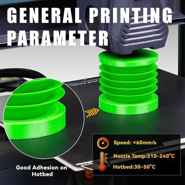 Alt view image 2 of 7 - TINMORRY TPU Filament 1.75mm, TPU 95A Flexible 3D Printer Filament with Glossy Finish, Suitable for Most FDM 3D Printers, 1kg Spool (2.2 lbs), Transparent Emerald Green