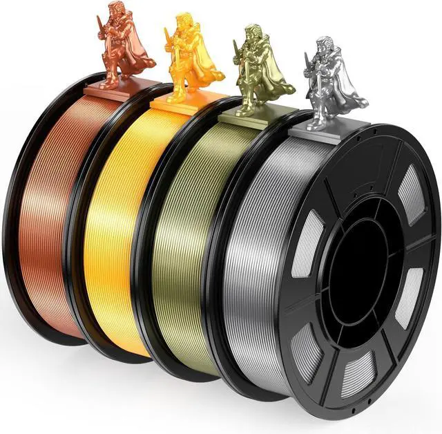 Main image of WEEDO Silk PLA Filament 1.75mm Bundle for 3D Printer, 4 Rolls of 250g Silk Copper/Silk Gold/Silk Sliver/Silk Bronze 3D Printer Filament, Dimensional Accuracy ±0.02mm, Clog-Free, Tangle-Free