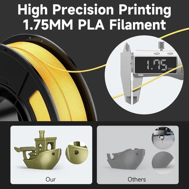 Alt view image 3 of 6 - WEEDO Silk PLA Filament 1.75mm Bundle for 3D Printer, 4 Rolls of 250g Silk Copper/Silk Gold/Silk Sliver/Silk Bronze 3D Printer Filament, Dimensional Accuracy ±0.02mm, Clog-Free, Tangle-Free