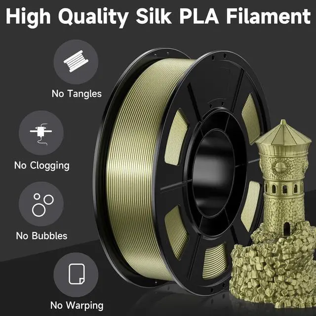 Alt view image 4 of 6 - WEEDO Silk PLA Filament 1.75mm Bundle for 3D Printer, 4 Rolls of 250g Silk Copper/Silk Gold/Silk Sliver/Silk Bronze 3D Printer Filament, Dimensional Accuracy ±0.02mm, Clog-Free, Tangle-Free