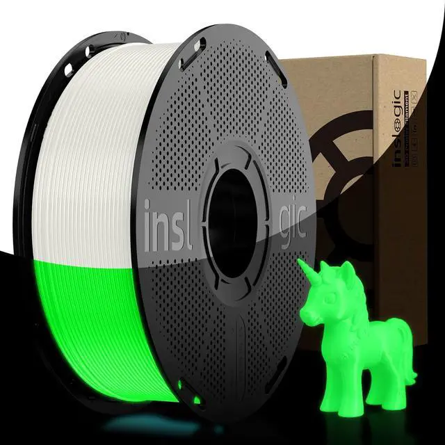 Main image of Inslogic PLA Glow in The Dark Filament, White (Green Glow), Luminous 3D Printing Filament 1.75mm ±0.02mm, 1kg Reusable Spool, Compatible with SUNLU and Bambu Lab Refill System