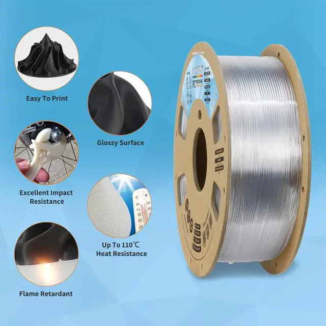 Alt view image 6 of 7 - OVERTURE PC Professional Filament, Cardboard Spool, 1kg(2.2lbs), Dimensional Accuracy Probability +/- 0.02mm, Fit Most FDM Printer (Transparent)