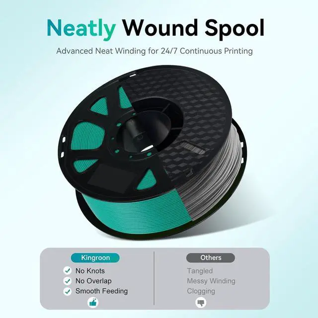 Alt view image 3 of 7 - Kingroon Turquoise Green PLA Filament 1.75mm, 1kg Spool (2.2lbs), +/- 0.03mm Tolerance, Smooth 3D Printing Filament, Fits for Most FDM 3D Printers