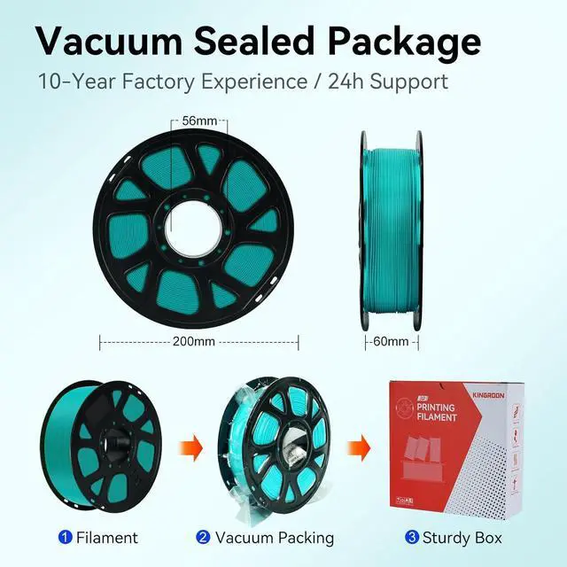 Alt view image 7 of 7 - Kingroon Turquoise Green PLA Filament 1.75mm, 1kg Spool (2.2lbs), +/- 0.03mm Tolerance, Smooth 3D Printing Filament, Fits for Most FDM 3D Printers