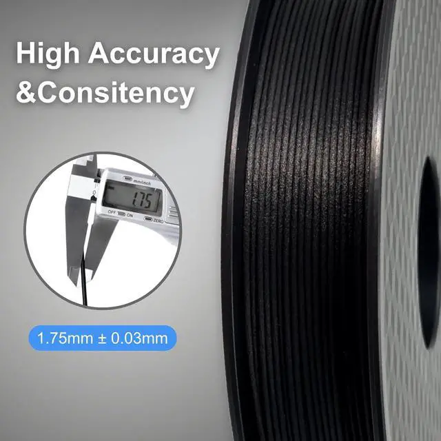 Alt view image 3 of 6 - Nylon Carbon Fiber Filament 1.75mm, PAHT-CF Filament, High Temprature Resistant & Low Moisture Absorption for Engineering Parts, 500g,Black, Compartible with Most FDM 3D Printers