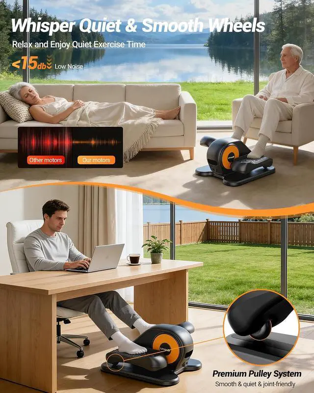 Alt view image 7 of 7 - UMAY Under Desk Elliptical Machine, Electric Eclipse Leg Exerciser While Sitting for Seniors with 12 Speeds, Foot Peddler Exercise Machine, Manual & Auto Mode, Seated Pedal Exerciser for Home Office