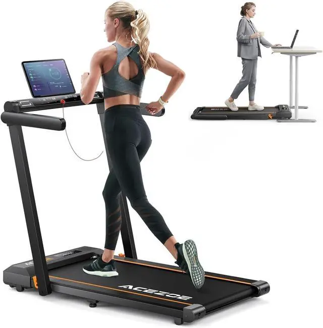 Main image of Acezoe 2 in 1 Foldable Treadmill for Home, Under Desk With 12 HIIT Modes, Workout APPs and Touch Screen, 2.5HP Walking for Home Office, 265lbs Capacity, Installation-free