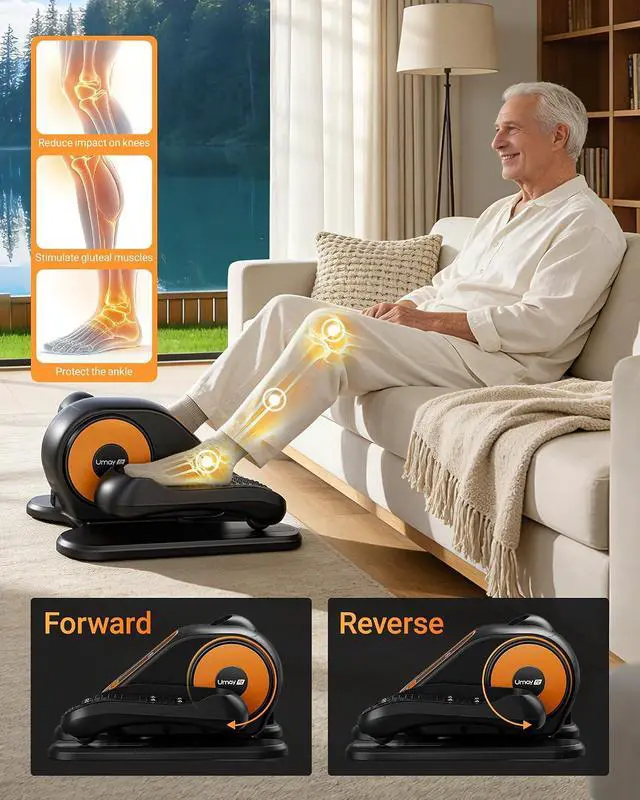 Alt view image 5 of 7 - UMAY Under Desk Elliptical Machine, Electric Eclipse Leg Exerciser While Sitting for Seniors with 12 Speeds, Foot Peddler Exercise Machine, Manual & Auto Mode, Seated Pedal Exerciser for Home Office