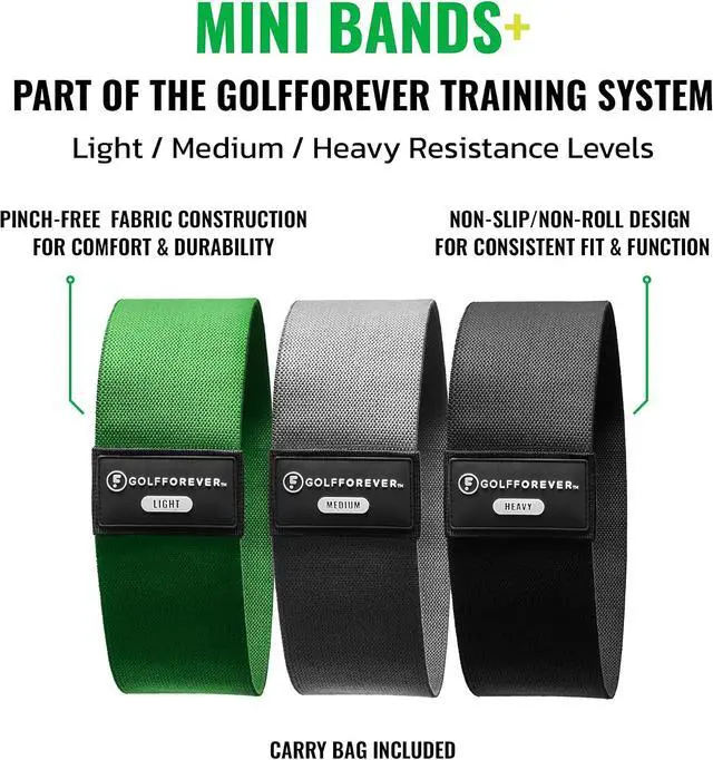 Alt view image 7 of 7 - GolfForever Mini Bands Proven by Golfer Scottie Scheffler | Golf Training Premium Fitness Bands | Premium Golf Training Aid to Improve Strength Flexibility & Swing Posture | 3 Resistance Levels | 3pcs