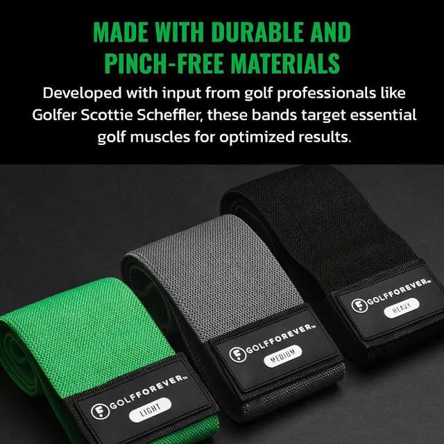 Alt view image 4 of 7 - GolfForever Mini Bands Proven by Golfer Scottie Scheffler | Golf Training Premium Fitness Bands | Premium Golf Training Aid to Improve Strength Flexibility & Swing Posture | 3 Resistance Levels | 3pcs