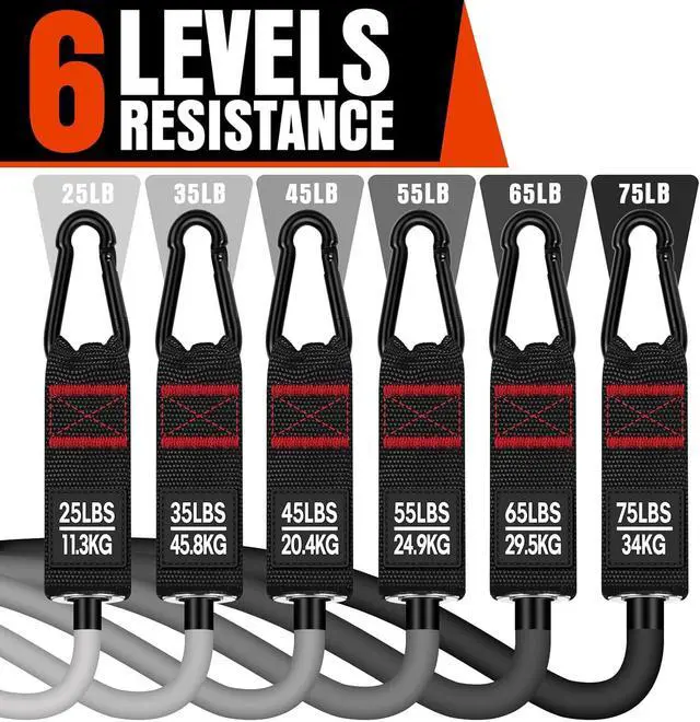 Alt view image 2 of 7 - Heavy Resistance Bands for Working Out, 300LBS Exercise Bands with Handles, Workout Bands for Men, Weight Fitness Bands Set for Muscle Training, Strength, Slim, Yoga, Home Gym Equipment