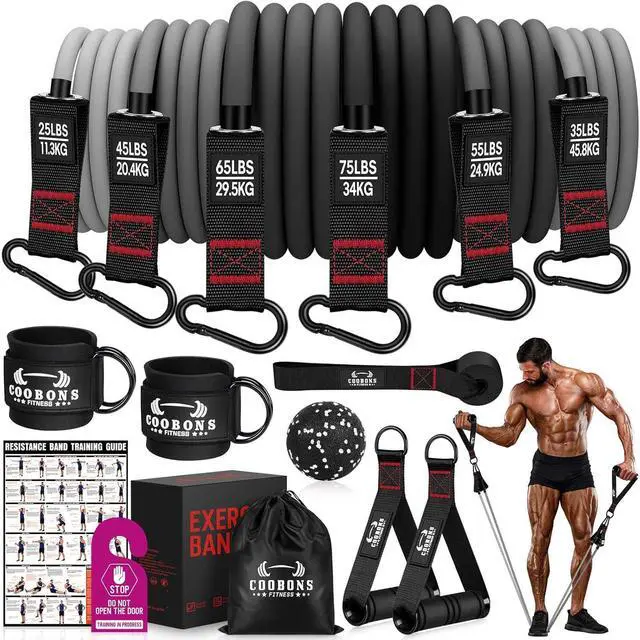 Main image of Heavy Resistance Bands for Working Out, 300LBS Exercise Bands with Handles, Workout Bands for Men, Weight Fitness Bands Set for Muscle Training, Strength, Slim, Yoga, Home Gym Equipment