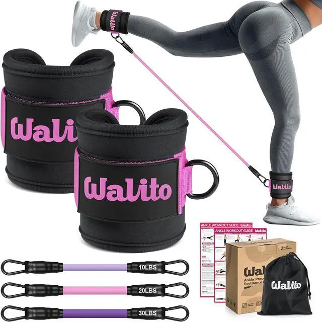 Main image of WALITO Ankle Resistance Bands with Cuffs, Exercise Bands for Legs and Butt, Booty Workout Equipment for Kickbacks and Hip Fitness Training