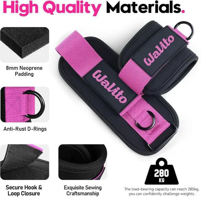 Alt view image 2 of 7 - WALITO Ankle Resistance Bands with Cuffs, Exercise Bands for Legs and Butt, Booty Workout Equipment for Kickbacks and Hip Fitness Training