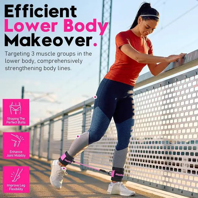Alt view image 4 of 7 - WALITO Ankle Resistance Bands with Cuffs, Exercise Bands for Legs and Butt, Booty Workout Equipment for Kickbacks and Hip Fitness Training