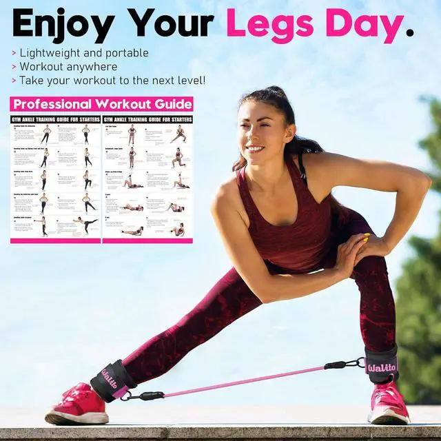 Alt view image 5 of 7 - WALITO Ankle Resistance Bands with Cuffs, Exercise Bands for Legs and Butt, Booty Workout Equipment for Kickbacks and Hip Fitness Training