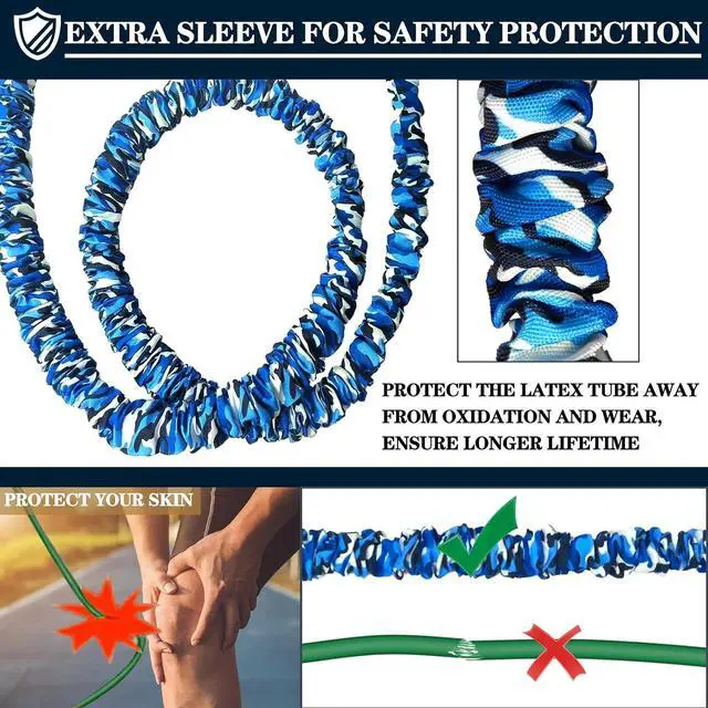 Alt view image 3 of 7 - Resistance Bands, Exercise Elastic Bands Set, 40Lb To 80Lb Workout Bands with Handles Protective Sleeves Door Anchor Ankle Strap, Resistance Bands for Working Out With Handles - up to 300Lbs YLUERTDOO