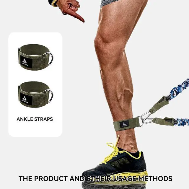 Alt view image 7 of 7 - Resistance Bands, Exercise Elastic Bands Set, 40Lb To 80Lb Workout Bands with Handles Protective Sleeves Door Anchor Ankle Strap, Resistance Bands for Working Out With Handles - up to 300Lbs YLUERTDOO
