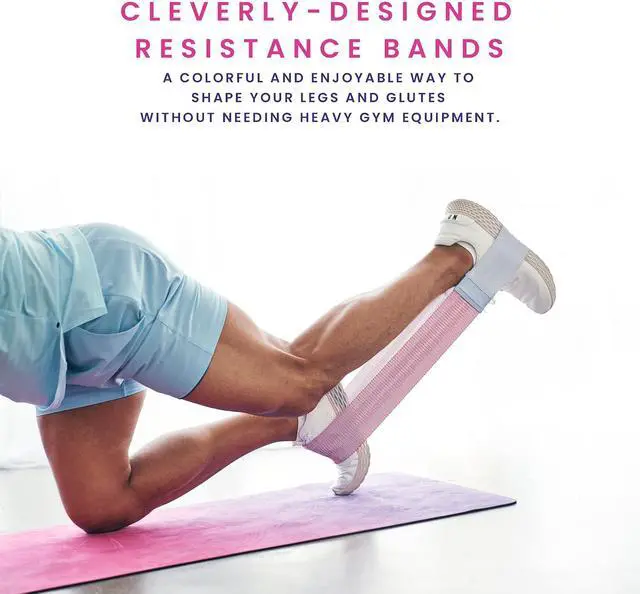 Alt view image 2 of 7 - FitOn Resistance Bands for Stretching & Mobility Support - Non Slip Knitted Elastic Bands for Exercise, Strength & Joint Stability, Low-Impact Training for Legs, Thighs, Glutes, 3-Pack, Multi-Color