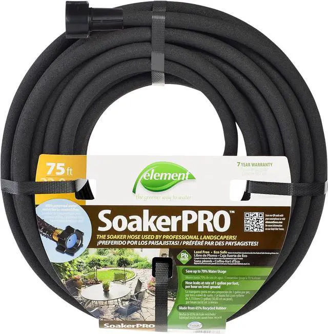 Main image of Element SoakerPRO Soaker Hose, 75' Length, 3/8" Diameter, Black