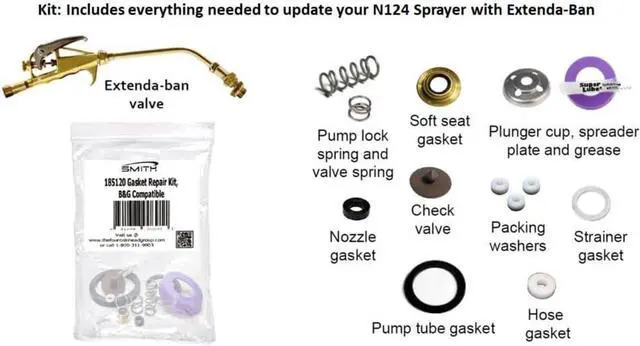 Alt view image 3 of 3 - Smith Performance Sprayers Gasket Repair Kit for B&G® Stainless Steel Sprayer with Extenda-Ban® Next Generation Valve, Replacement for B&G GD-124, Multi