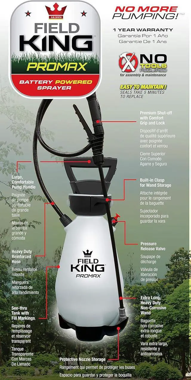 Alt view image 4 of 6 - Field King 190571 Lithium-Ion Battery Powered Pump Zero Technology Sprayer, 2-Gal, White