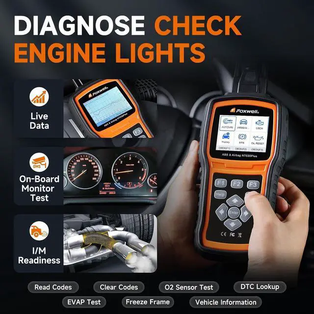 Alt view image 7 of 7 - FOXWELL NT630 Plus OBD2 Scanner with ABS and SRS, Brake Code Reader with Auto Bleed, ABS Module Bidirectional Control, Oil EPB SAS Reset, Check Engine Light, Live Data, No Subscription Required