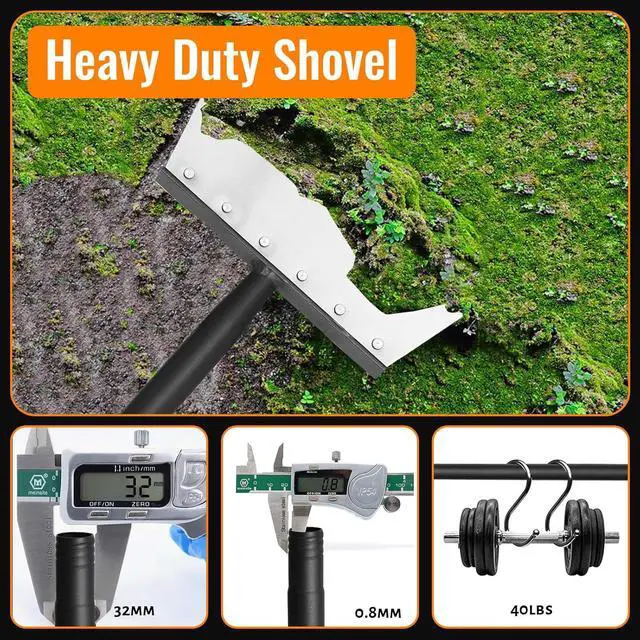 Alt view image 3 of 7 - Garden Flat Shovel Scraper, Multifunctional Garden Cleaning Shovel with 59 Inch Long Handle, Heavy Duty Outdoor Floor Scraper for Weed Cleaning,Trenching,Edging and Removing Snow,Ice,Weeds,Dirty,Moss