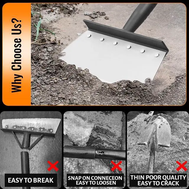 Alt view image 4 of 7 - Garden Flat Shovel Scraper, Multifunctional Garden Cleaning Shovel with 59 Inch Long Handle, Heavy Duty Outdoor Floor Scraper for Weed Cleaning,Trenching,Edging and Removing Snow,Ice,Weeds,Dirty,Moss