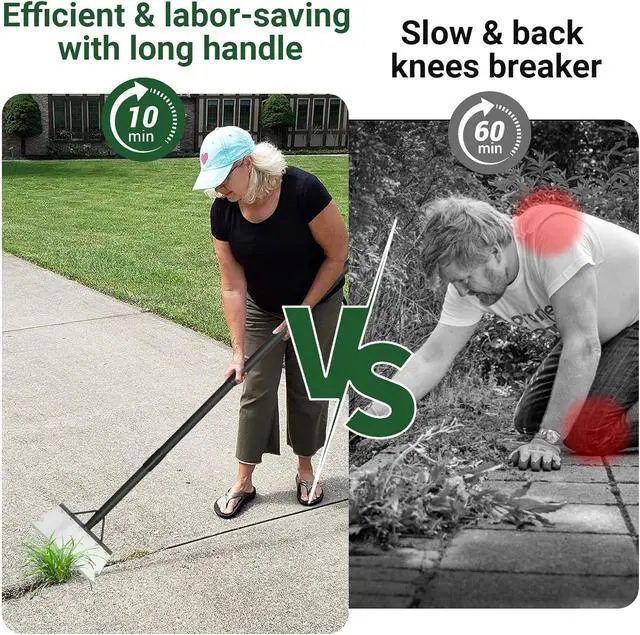 Alt view image 6 of 7 - Garden Flat Shovel Scraper, Multifunctional Garden Cleaning Shovel with 59 Inch Long Handle, Heavy Duty Outdoor Floor Scraper for Weed Cleaning,Trenching,Edging and Removing Snow,Ice,Weeds,Dirty,Moss