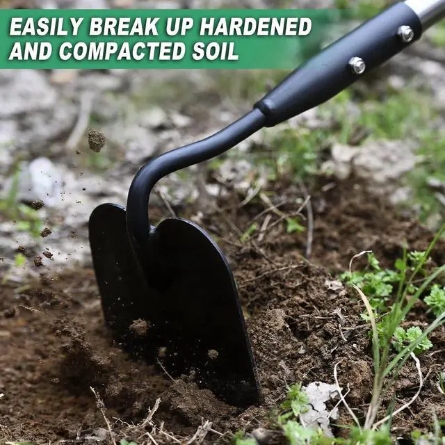 Alt view image 2 of 7 - YEELOR Garden Hoe, Long Handle Hoe Garden Tool with Non-Slip Soft Grip, 60-Inch Stainless Steel Handle, Heavy Duty Hoe with Durable Blade, for Digging Loosening Weeding Planting