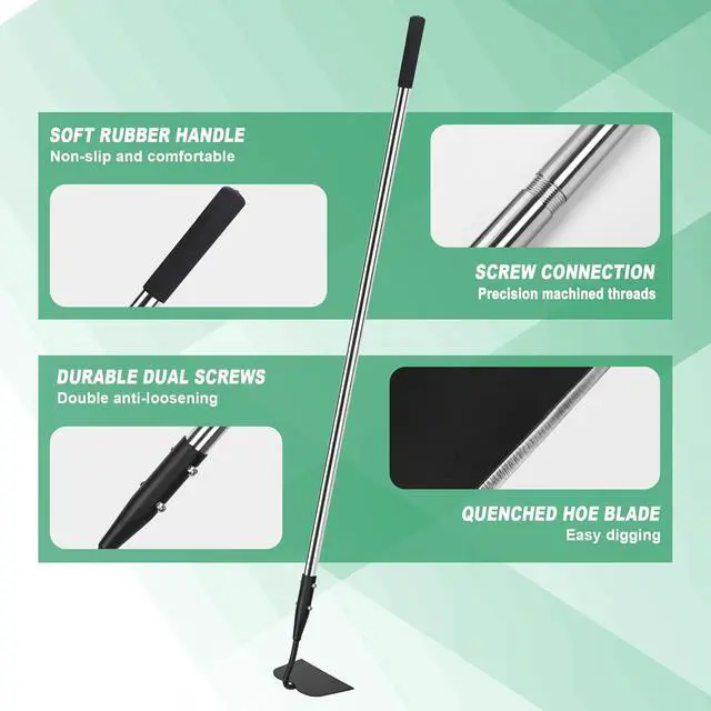 Alt view image 3 of 7 - YEELOR Garden Hoe, Long Handle Hoe Garden Tool with Non-Slip Soft Grip, 60-Inch Stainless Steel Handle, Heavy Duty Hoe with Durable Blade, for Digging Loosening Weeding Planting