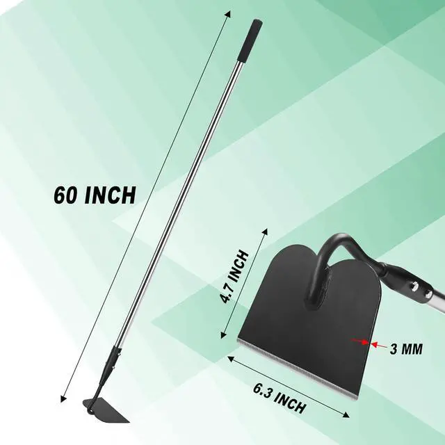 Alt view image 4 of 7 - YEELOR Garden Hoe, Long Handle Hoe Garden Tool with Non-Slip Soft Grip, 60-Inch Stainless Steel Handle, Heavy Duty Hoe with Durable Blade, for Digging Loosening Weeding Planting