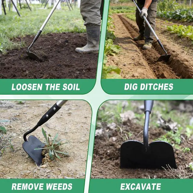 Alt view image 7 of 7 - YEELOR Garden Hoe, Long Handle Hoe Garden Tool with Non-Slip Soft Grip, 60-Inch Stainless Steel Handle, Heavy Duty Hoe with Durable Blade, for Digging Loosening Weeding Planting