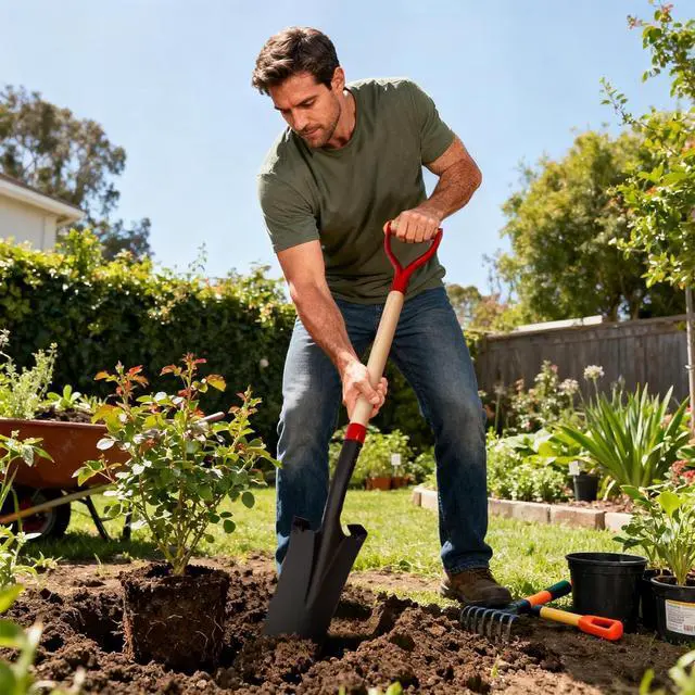 Alt view image 5 of 7 - Nohovu Spade Shovel for Digging, Heavy Duty Shovel with D-Handle, Trench Shovel for Gardening, 45 Inches