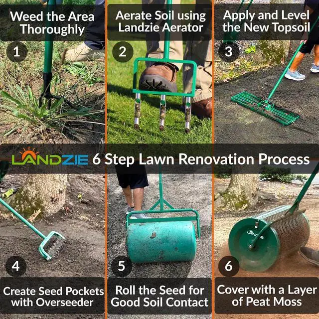 Alt view image 4 of 7 - LANDZIE - The Original Lawn Leveling Rake 36" Steel Handle Yard Leveler, Lawn Level Tool for Creating a Flat Surface - Works for Soil, Dirt, Topdressing, and Ground