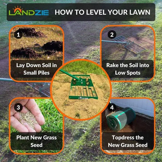 Alt view image 7 of 7 - LANDZIE - The Original Lawn Leveling Rake 36" Steel Handle Yard Leveler, Lawn Level Tool for Creating a Flat Surface - Works for Soil, Dirt, Topdressing, and Ground