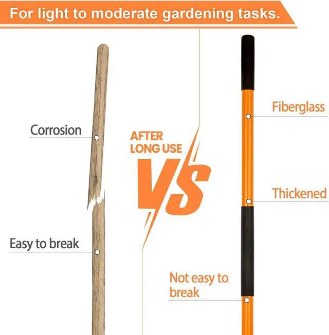 Alt view image 3 of 7 - VNIMTI Heavy Duty Gardening Shovel, 56 Inch Round Blade with Fiberglass Handle (Orange)