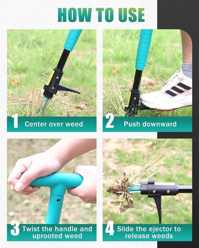 Alt view image 6 of 7 - Breeze Touch 39" Weed Pulling Tool, 3-Claw Detachable Weed Puller Tool with Long Handle, Heavy Duty Stand Up Weeder Weeding Tool for Lawn, Yard, Garden, Crabgrass, Dandelion Picker, Weed Remover