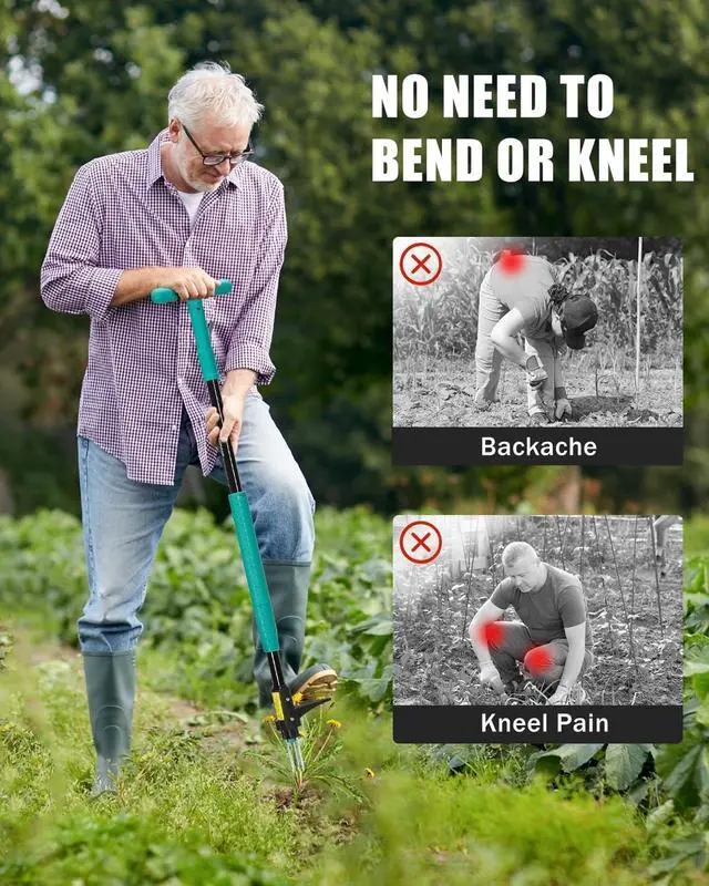 Alt view image 7 of 7 - Breeze Touch 39" Weed Pulling Tool, 3-Claw Detachable Weed Puller Tool with Long Handle, Heavy Duty Stand Up Weeder Weeding Tool for Lawn, Yard, Garden, Crabgrass, Dandelion Picker, Weed Remover