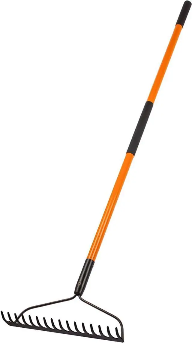 Main image of Nohovu Garden Rake - 14 Tine Heavy Duty Rake with 58 Inch Fiberglass Handle